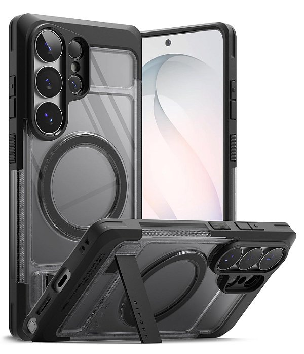 Capa Capinha Ringke UX Magsafe Suporte Para Galaxy S26 Ultra-Preto-Fume