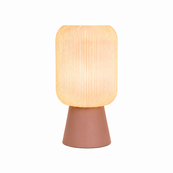 Luminária de Mesa Minimalista , Abajur Listrado Quarto e Sala - Base Cappuccino