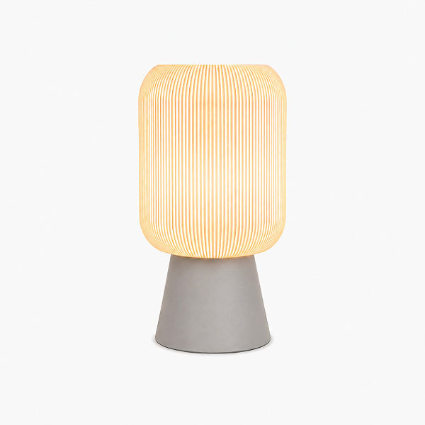 Luminária de Mesa Minimalista , Abajur Listrado Quarto e Sala - Base Cinza