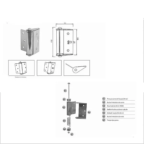 Conjunto de Dobradiças Para Porta Corta Fogo (3 unidades)