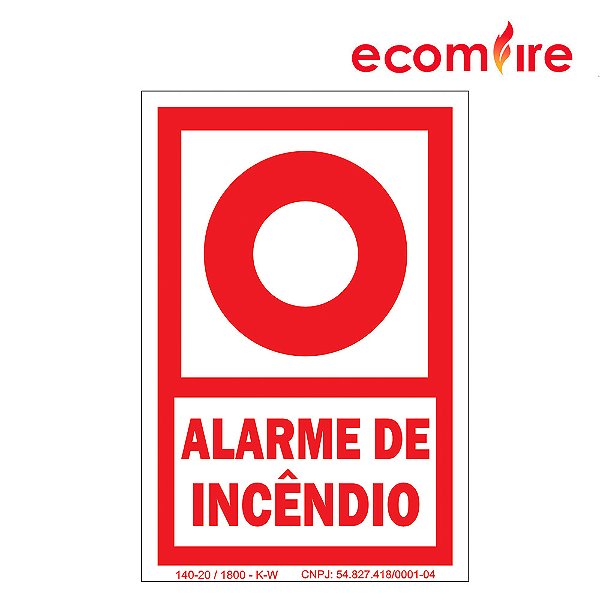 Placa de Sinalização - Alarme de Incêndio E2 10x15