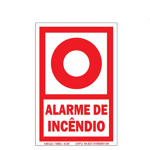 Placa de Sinalização - Alarme de Incêndio E2 10x15