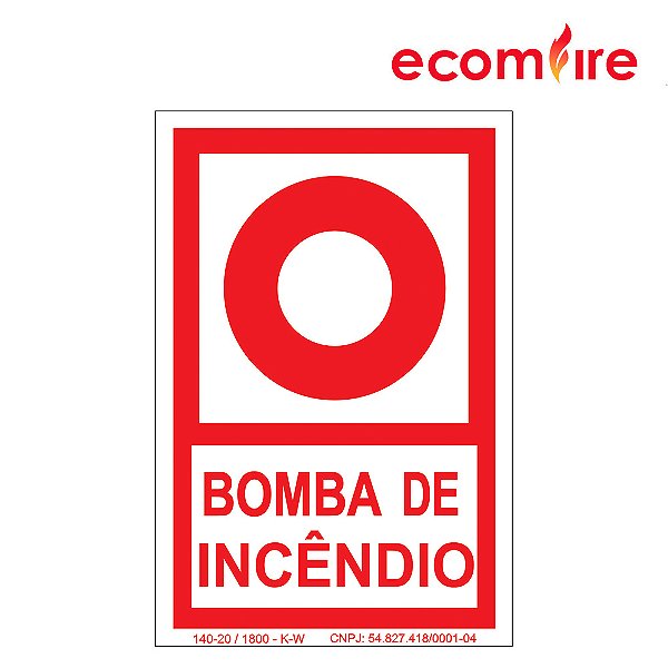 Placa De Sinalização - Bomba de Incêndio - E3 10x15