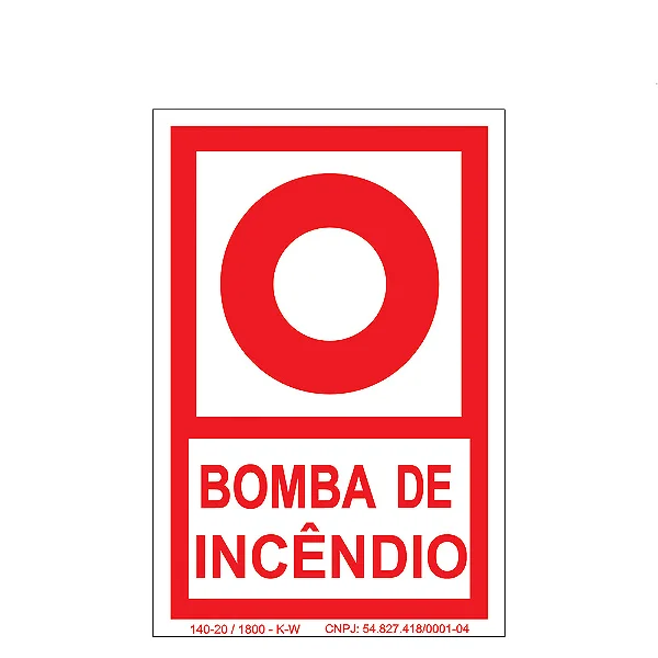 Placa De Sinalização - Bomba de Incêndio - E3 10x15