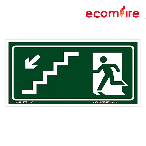 Placa de Sinalização - Escada Desce Esquerda - S9