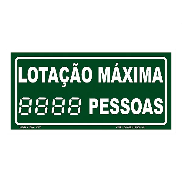 Placa De Sinalização - Lotação Maxima - M2