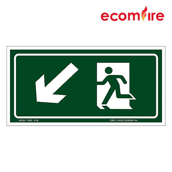 Placa De Sinalização - Rota de Saída - Seta Baixo á Esquerda - S4E