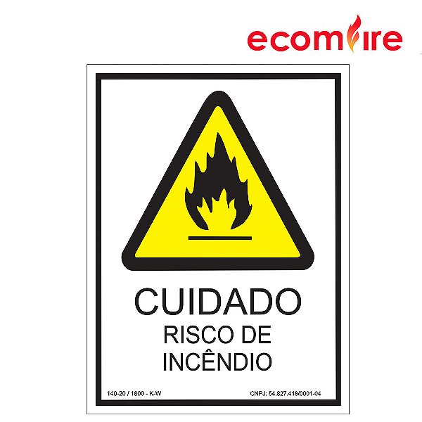 Placa De Sinalização - Cuidado Risco de Incêndio
