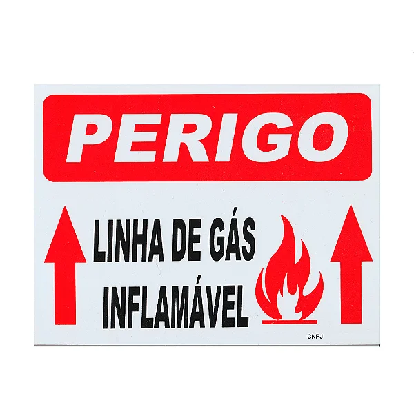 Placa de Sinalização - Perigo Linha de Gás Inflamável