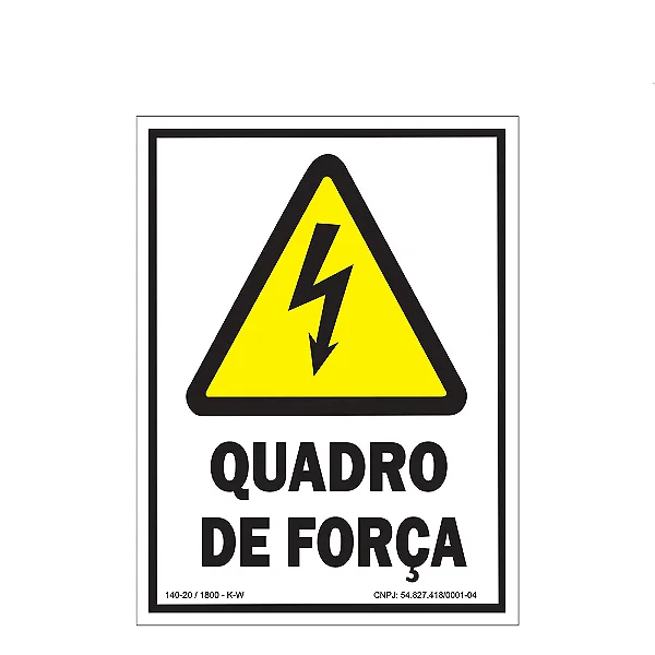 Placa De Sinalização - Quadro de Força