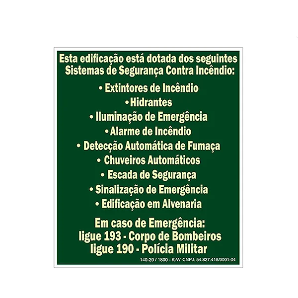 Placa De Sinalização - Sistemas de Seguranças - M1-B