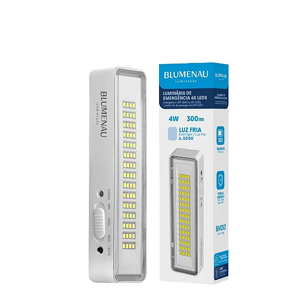 Luminária de emergência autônoma Blumenal 60 LEDS