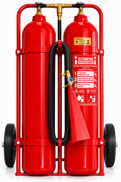 Extintor Sobre Rodas CO2 50 kg de Gás Carbônico 10-B:C