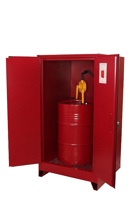 Armário Corta Fogo para Tambor de 200 Litros na Vertical para Inflamáveis Vermelho 1,75 x 0,94 x 0,94 m