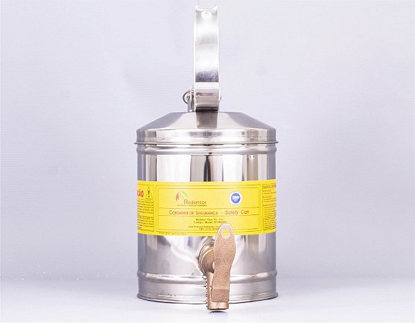 Container de Segurança com Válvula Dosadora em Aço Inox 304 para Inflamáveis 5 Litros