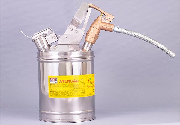 Container de Segurança com Válvula e Extensão Flexível em Aço Inox 304 para Inflamáveis 5 Litros