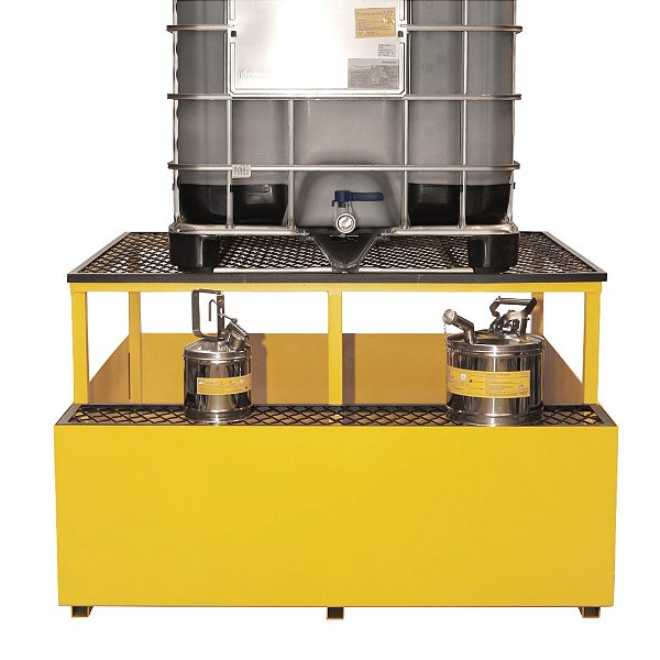 Pallet de Contenção em Polietileno para 1 Tambor 90 Litros Amarelo 71 x 71 x 27 cm