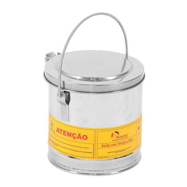 Balde de Aço Inox 304 com Tampa e Alça 5 Litros