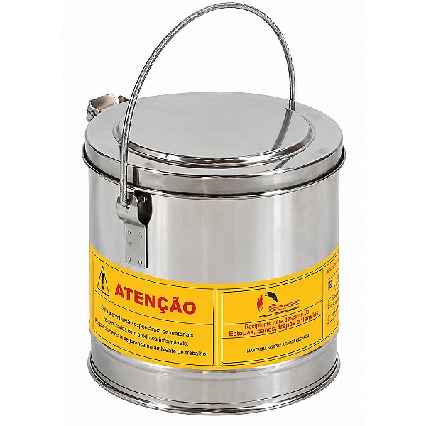 Balde de Aço Inox 304 com Tampa e Alça 20 Litros