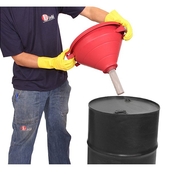 Funil com Tela Corta-Chamas de 150 mm para Tambor de 200 Litros Vermelho