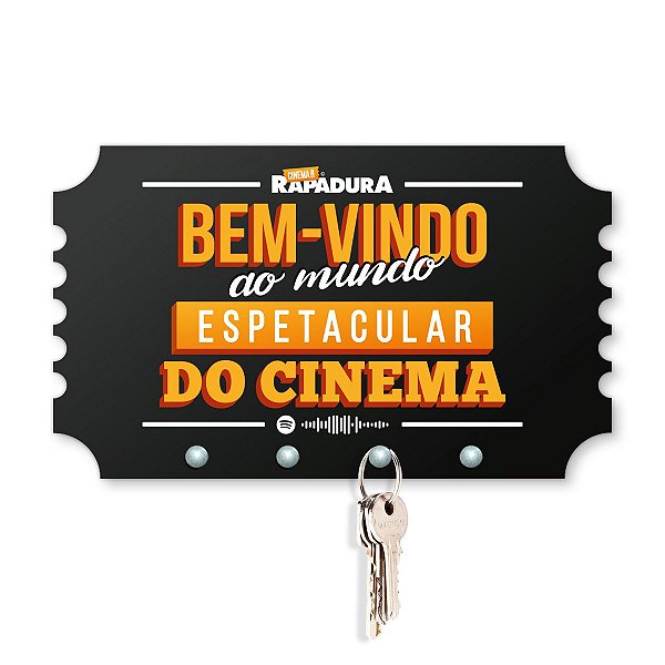 Porta Chaves 21x12cm Cinema com Rapadura - Mundo espetacular do cinema (PRETO)