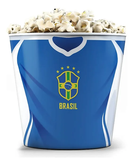 Balde de Pipoca 3,5 litros - Camisa do Brasil - Amarelo OU Azul