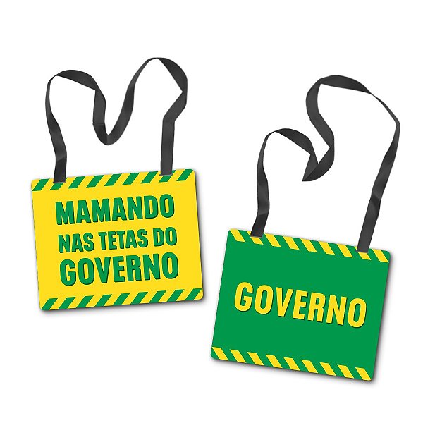 Placa Fantasia Carnaval -  Mamando no Governo - 2 Peças