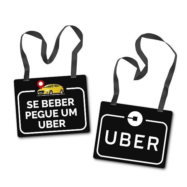 Placa Fantasia Carnaval - Uber - Preto - 2 Peças