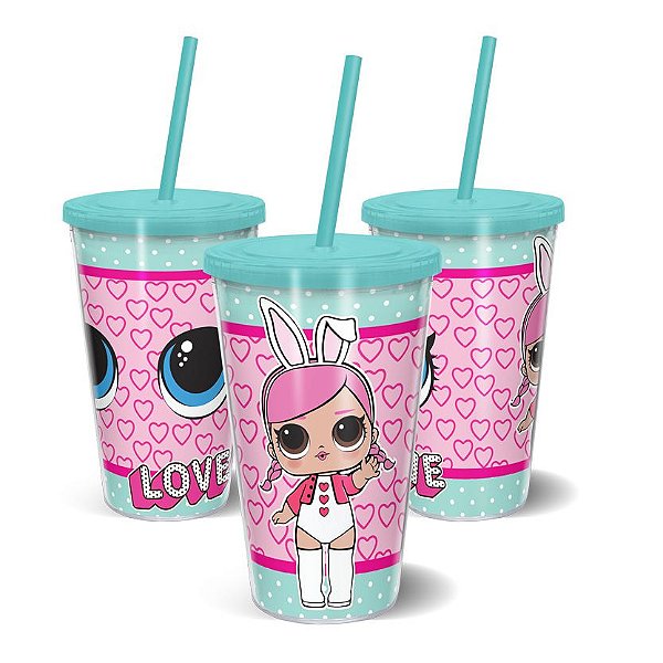 Copo Canudo Parede Dupla 500ml DOLL Bunny - Beek