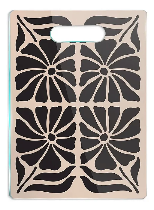 Tábua De Vidro - Flores Boho Abstratas - 35x25 - Beek