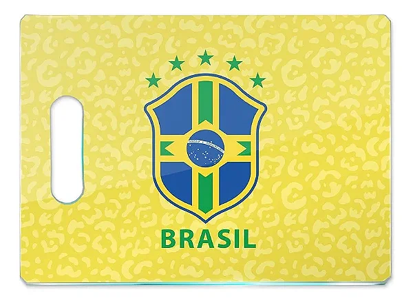 Tábua De Carne De Vidro - Futebol Seleção Brasileira - Amarelo - 35x25