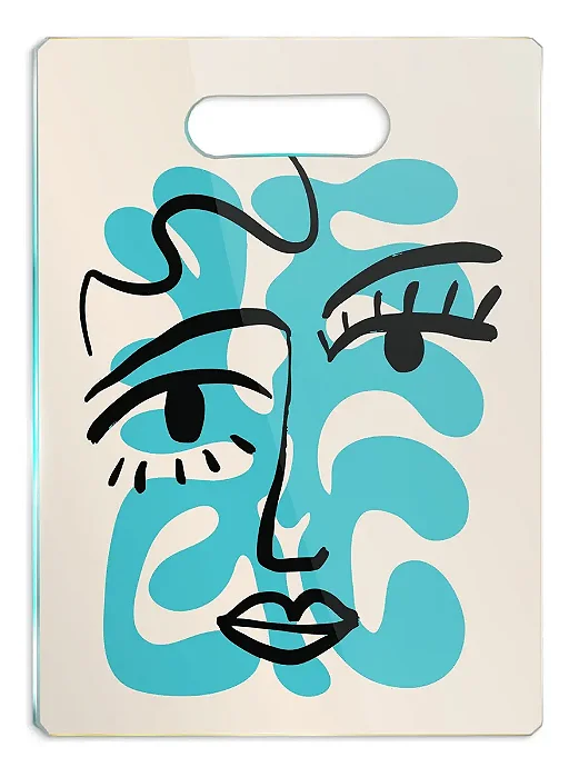 Tábua De Vidro - Cubismo Minimalista Azul OU Marrom- 35x25 - Beek