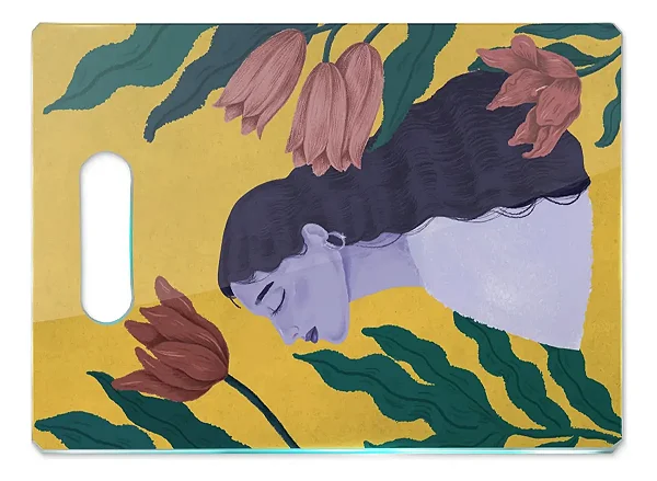 Tábua De Carne De Vidro - Blue Woman - 35x25 - Beek