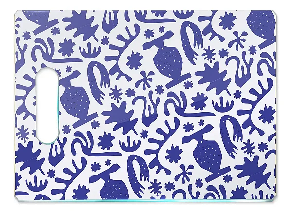 Tábua De Carne De Vidro - Blue Folk - 35x25 - Beek
