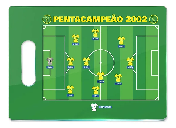 Tábua De Vidro - Copa Do Mundo Seleção Penta 2002 - Verde - 35 X 25 Cm