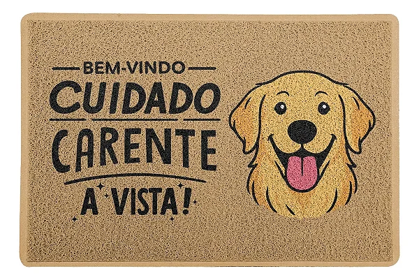 Capacho / Tapete 60x40cm - Cachorro Golden Carente - Bege OU Preto
