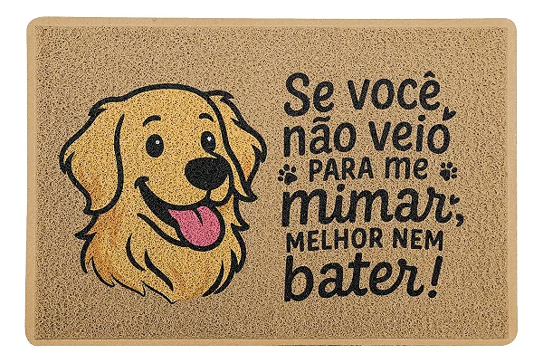 Capacho / Tapete 60x40cm - Cachorro Golden Mimado - Bege OU Preto