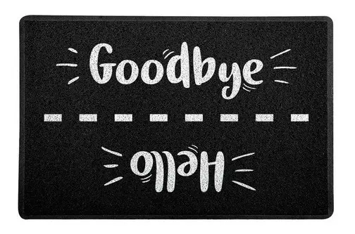 Capacho / Tapete - Hello Goodbye / Oi E Tchau - Preto - 60x40cm - Beek
