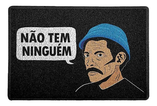 Capacho 60x40cm - Não Tem Ninguém - Seu Madruga - Chaves - Preto