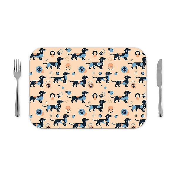 Jogo americano 30x40cm - Cachorro Salsicha - Azul OU Marrom