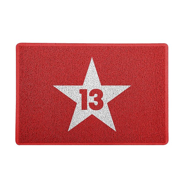 Capacho / Tapete 60x40cm 10mm - ESTRELA 13 VERMELHO PT