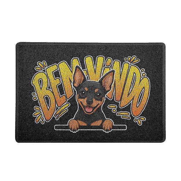 Capacho / Tapete 60x40cm 10mm - Cachorro Pinscher - Bem Vindo