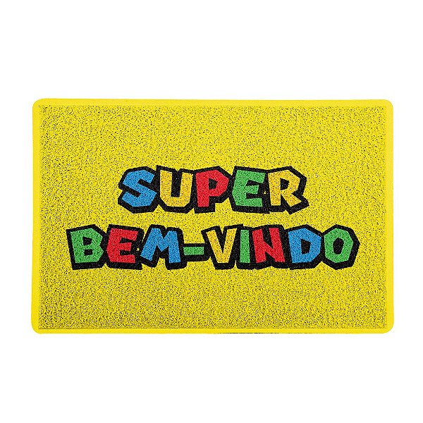 Capacho 60x40cm - Super Bem-Vindo - Amarelo - Beek