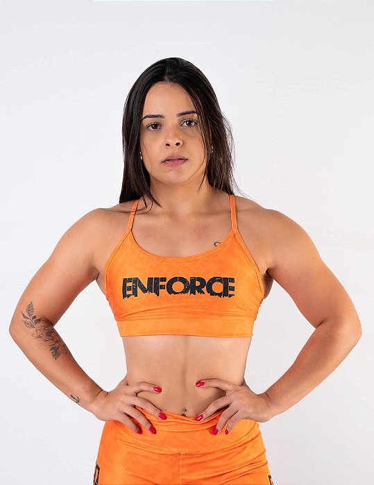 Top Alça White Orange - Enforce Fitness