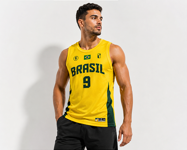 Camisa Regata Dryfit Brasil No9 Faixa Personalizado