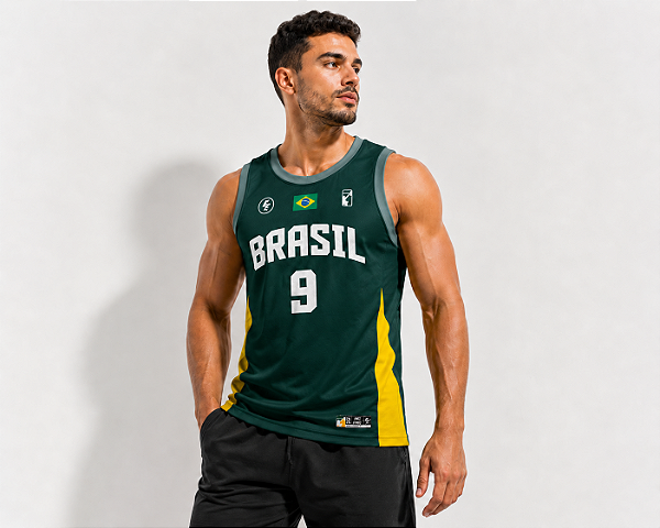 Camisa Regata Dryfit Brasil No9 Faixa Personalizado