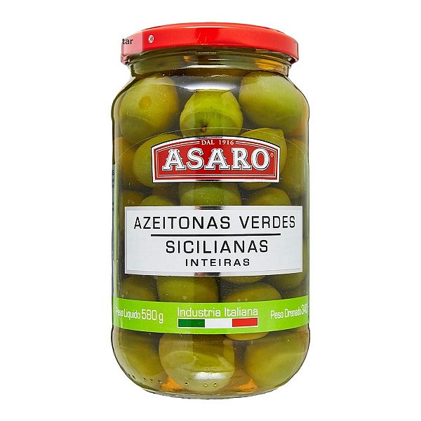 Azeitona Verde Siciliana Asaro - Inteira 580g