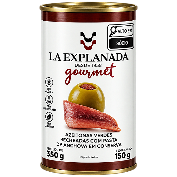 Azeitona Verde Com Anchova 350g/150g - La Explanada