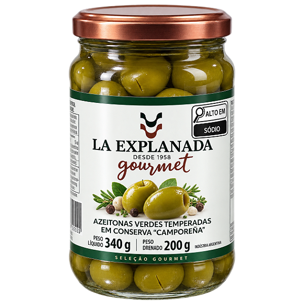 Azeitona Verde Temperada "Camporreal" 340g/200g - La Explana