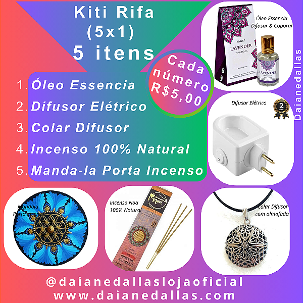 Kit  Rifa (5X1) 5 Itens por R$5,00 Dallas